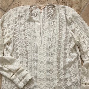 Rebecca Taylor Blouse sz 8 cream silk embroidered